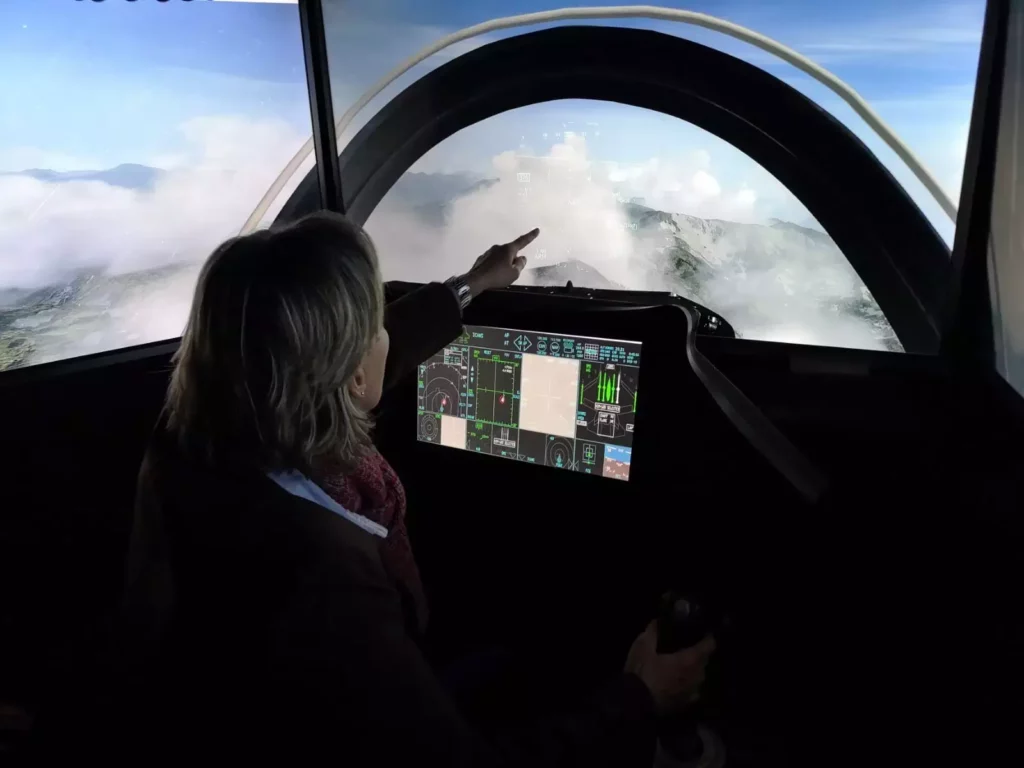 Comité de direction dans cockpit simulateur de vol
