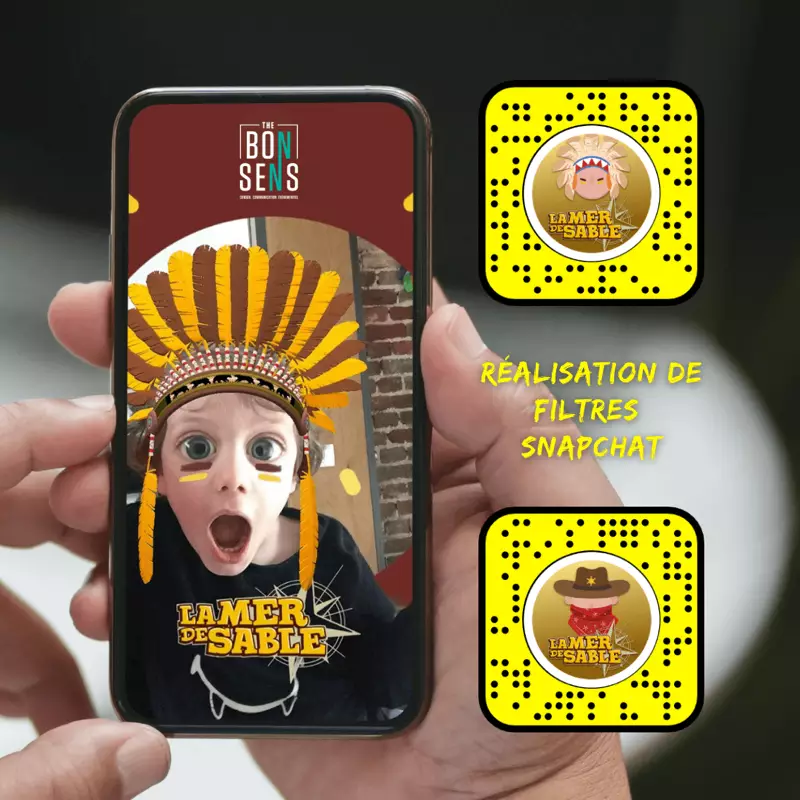 Filtres snapchat cowboy et indien pour la mer de sable